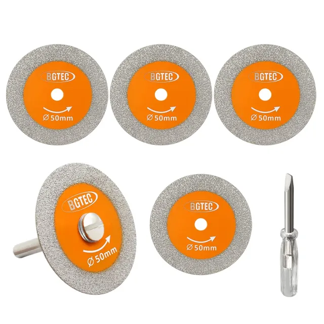 BGTEC Disco Diamantato 50 mm Vetro Set 5 Pezzi Gambo